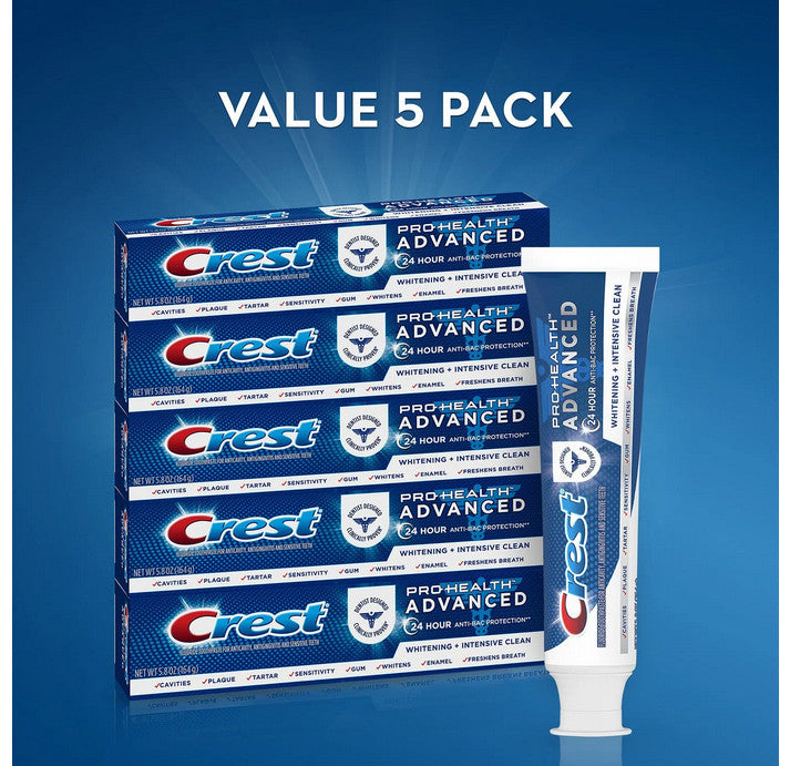 Crest Pro-Health Advanced Whitening Toothpaste 5.8 oz. Pack of 5
