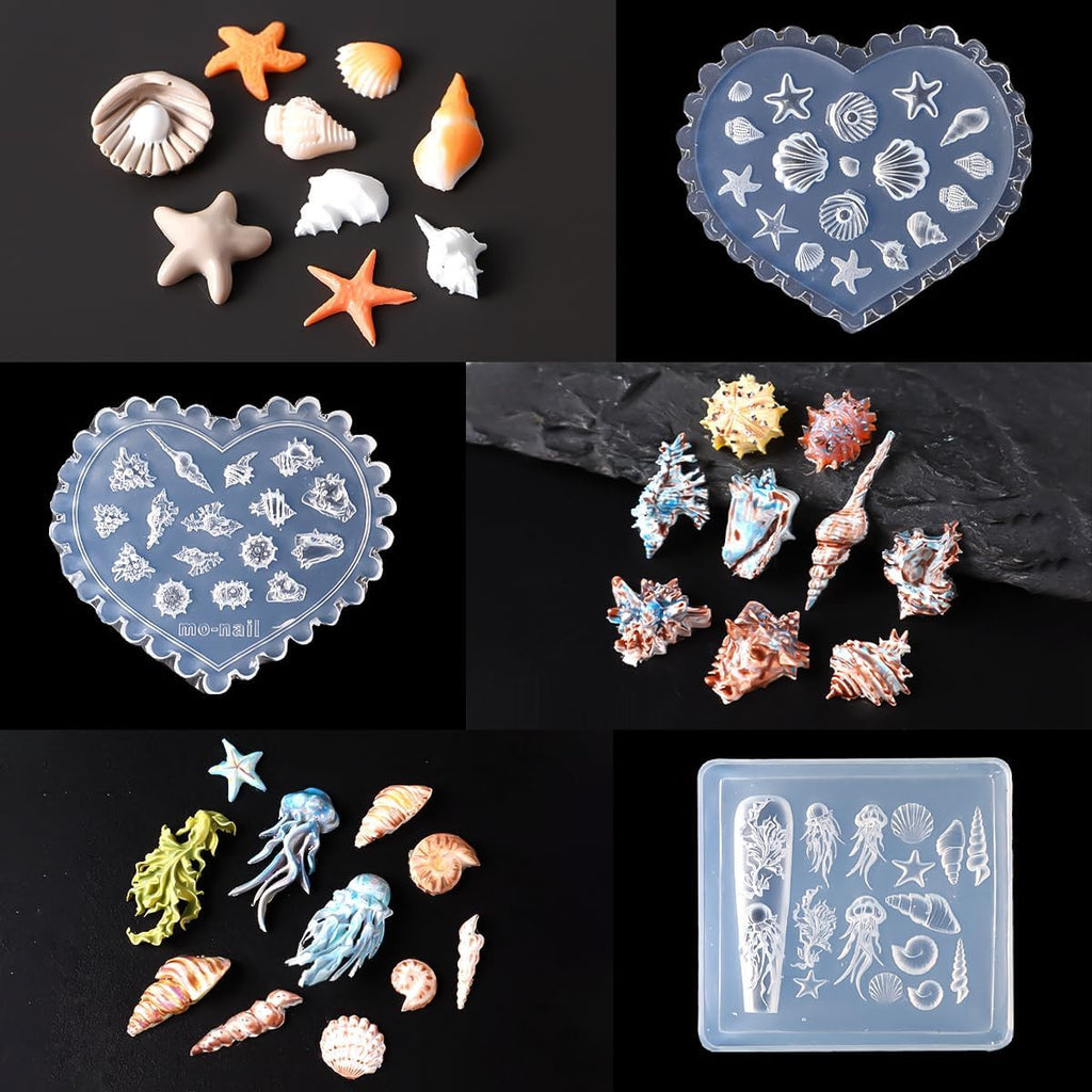 3D Starfish Silicone Nail Mold Set - Ocean-Themed Nail Art Tools, 3 Pieces