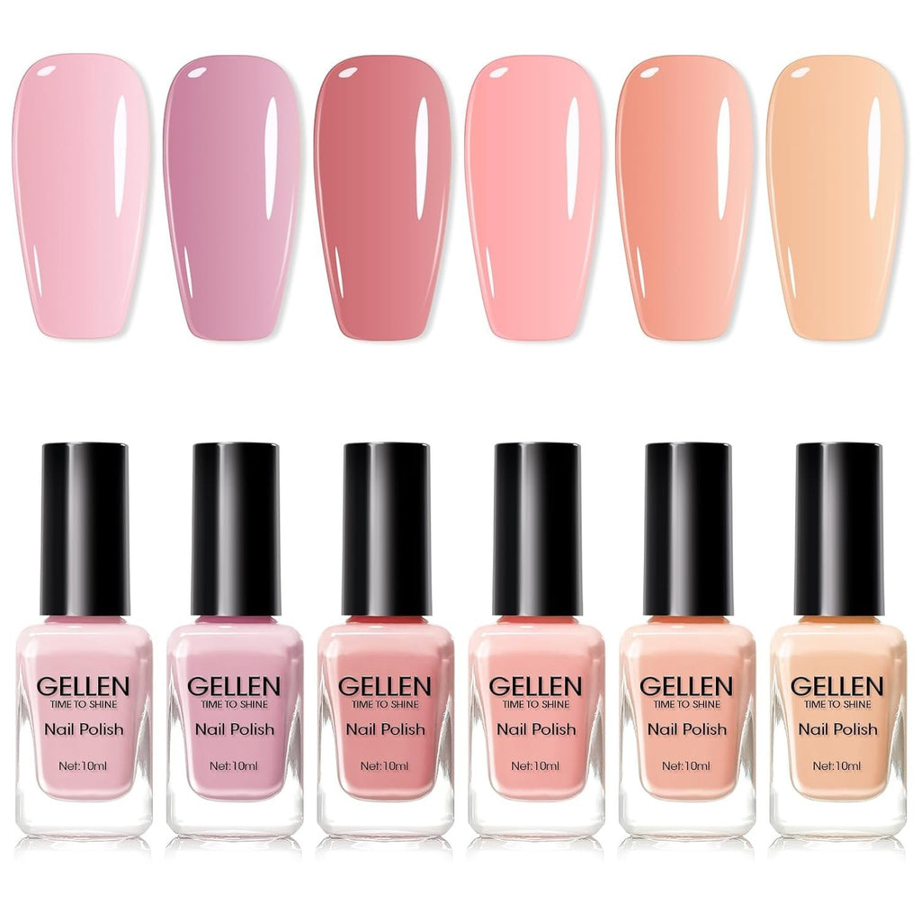 Nude Nail Polish Set - 6 Natural Quick-Dry, Chip-Resistant Colors