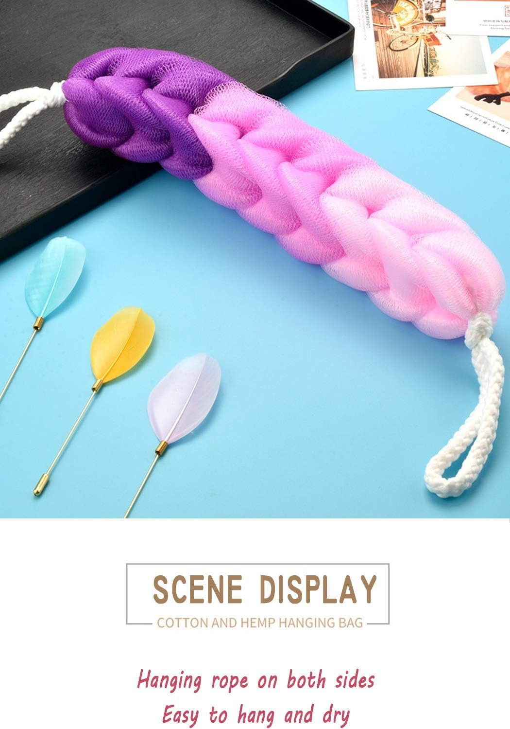 4 Pack Long Stretch Back Sponge with Rope Handles - Body Bath Scrubber
