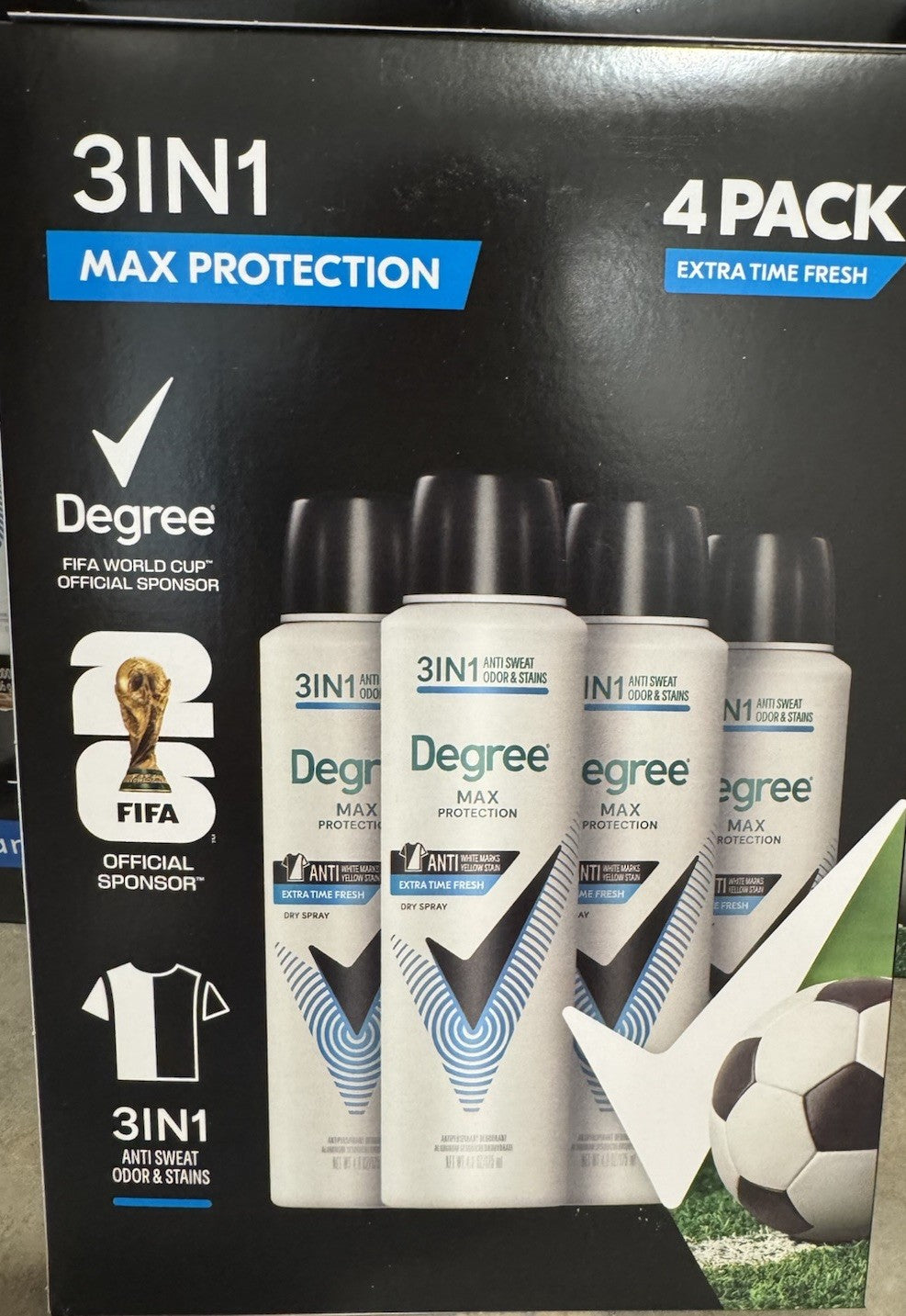 Degree Max Protection 3-in-1 Antiperspirant Dry Spray Extra Time Fresh 4 Pack