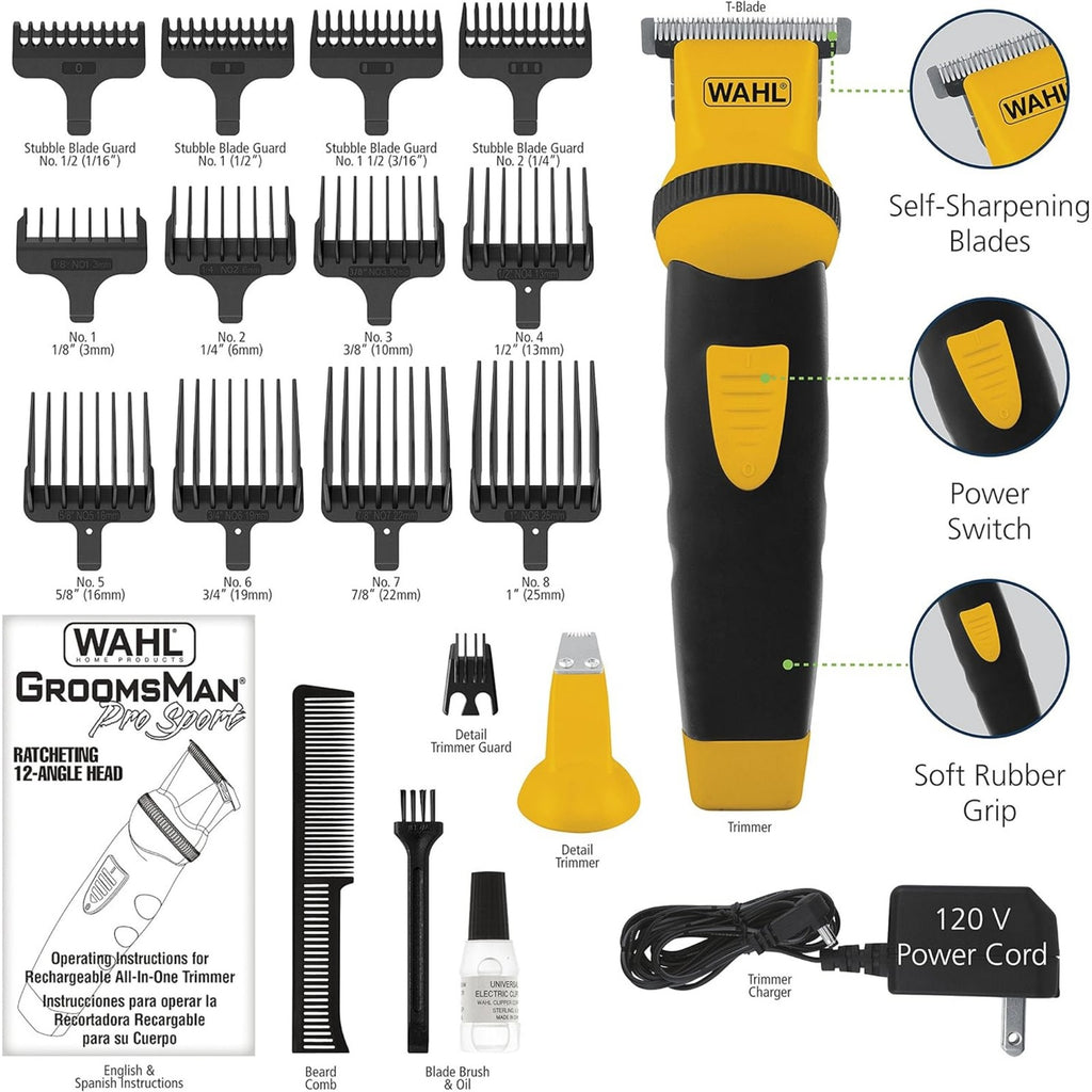 Rechargeable Beard Trimmer Kit with Multiple Attachments and Guide Combs