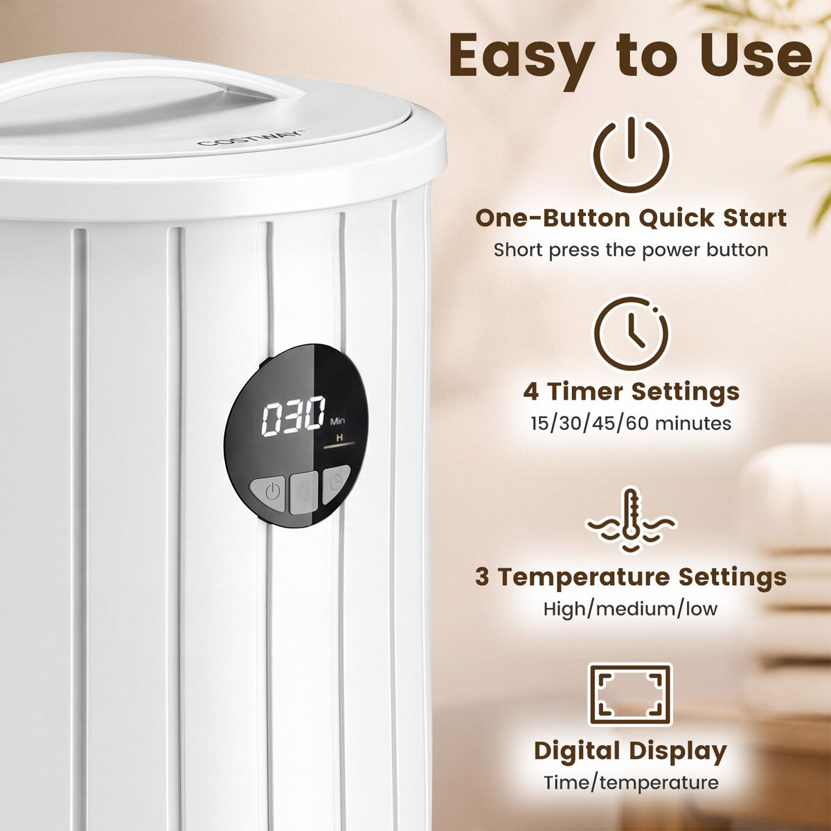 Large Heated Towel Warmer with 4-Heat Timer and 3 Temperature Settings