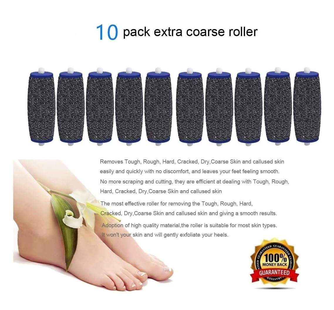 Extra Coarse Replacement Rollers for Foot Callus Remover - 10 Pack