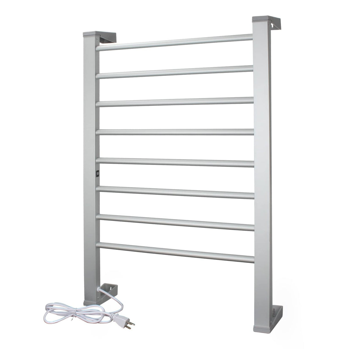 Electric Towel Warmer 8-Bar Aluminum Floor & Wall Mount with Timer