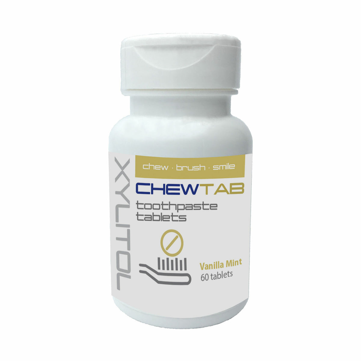 Chewtab Toothpaste Tablets Vanilla Mint - Natural Fluoride-Free Oral Care 60 Count
