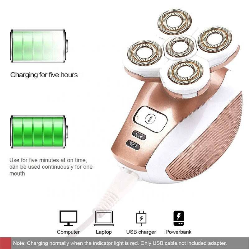 Cordless Waterproof 4D Painless Hair Remover & Epilator with USB Rechargeable Trimmer