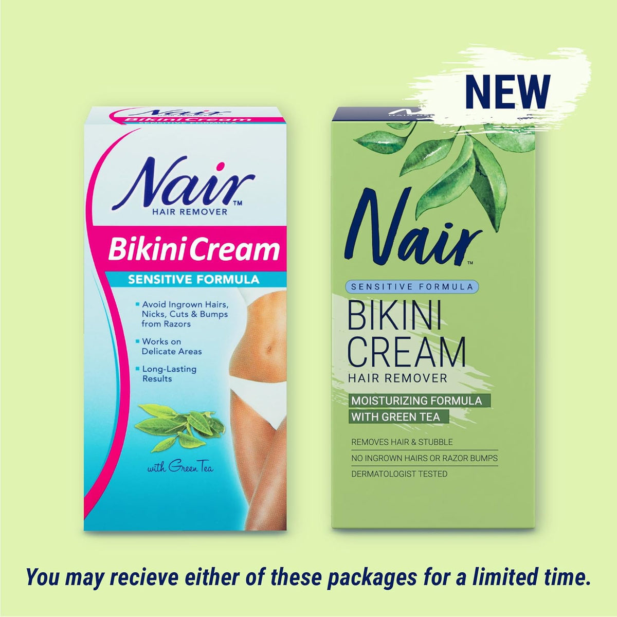 Green Tea Bikini Hair Removal Cream for Sensitive Skin 1.7 Oz