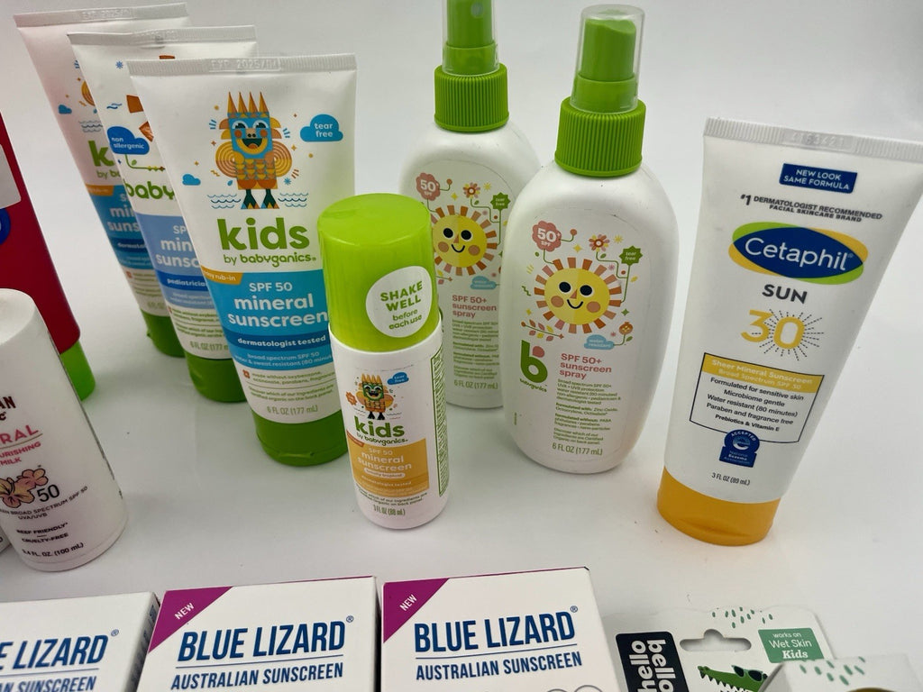 Bulk Sunscreen Lot - Assorted SPF 30-50, Various Brands, 18 Items