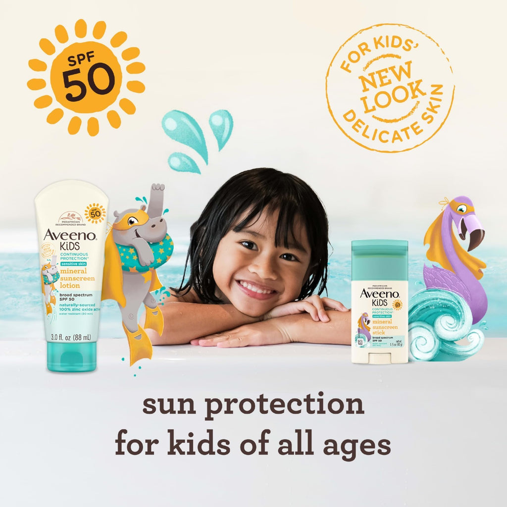 Kids Mineral Sunscreen Stick SPF 50 Water Resistant Sensitive Skin 1.5 oz