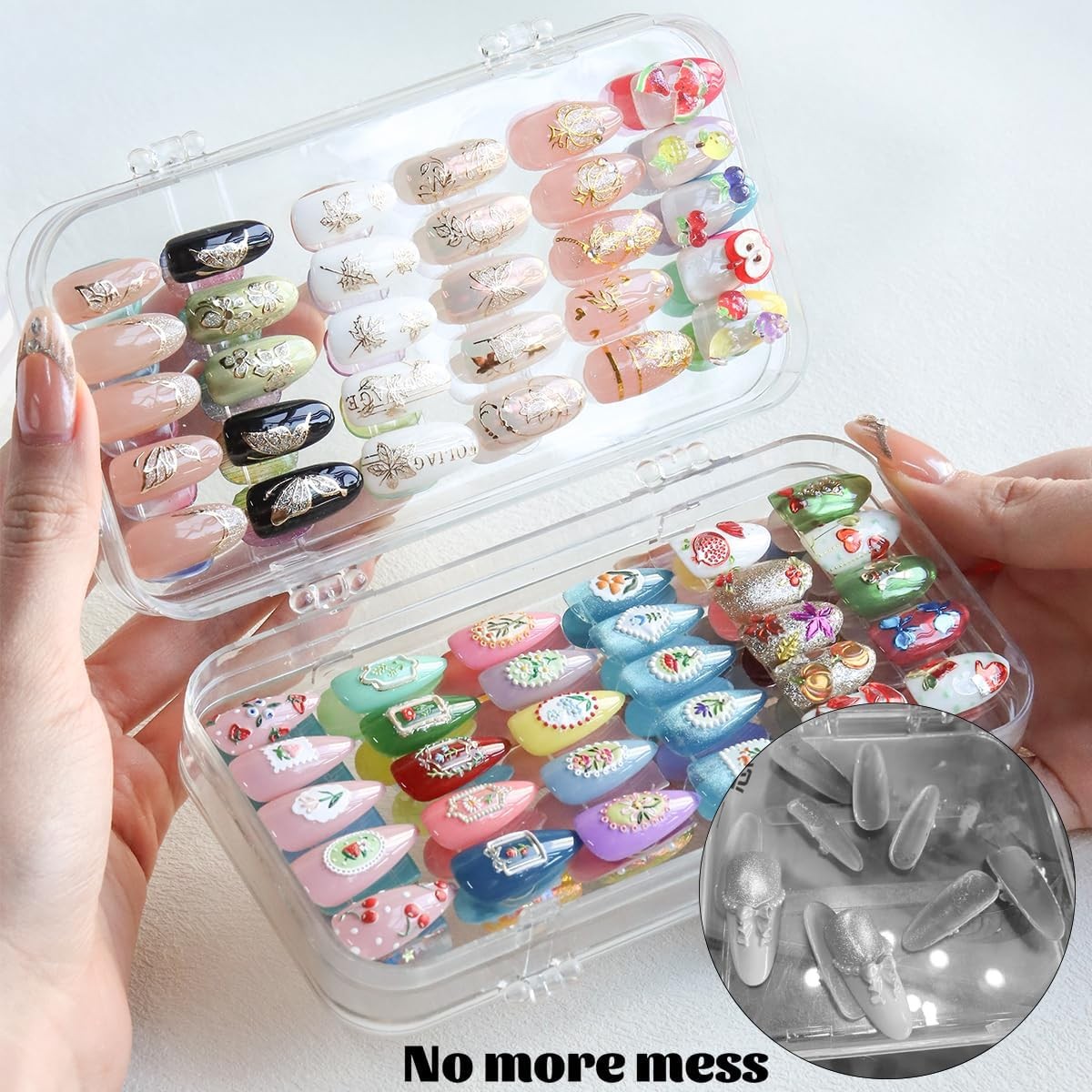 Press On Nail Organizer Case - Compact Clear Acrylic Storage for Nail Tips