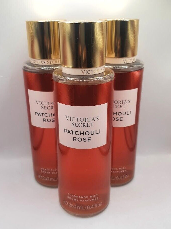 Victoria's Secret Patchouli Rose Body Mist Set - Floral Fragrance 8.4 Fl Oz x3