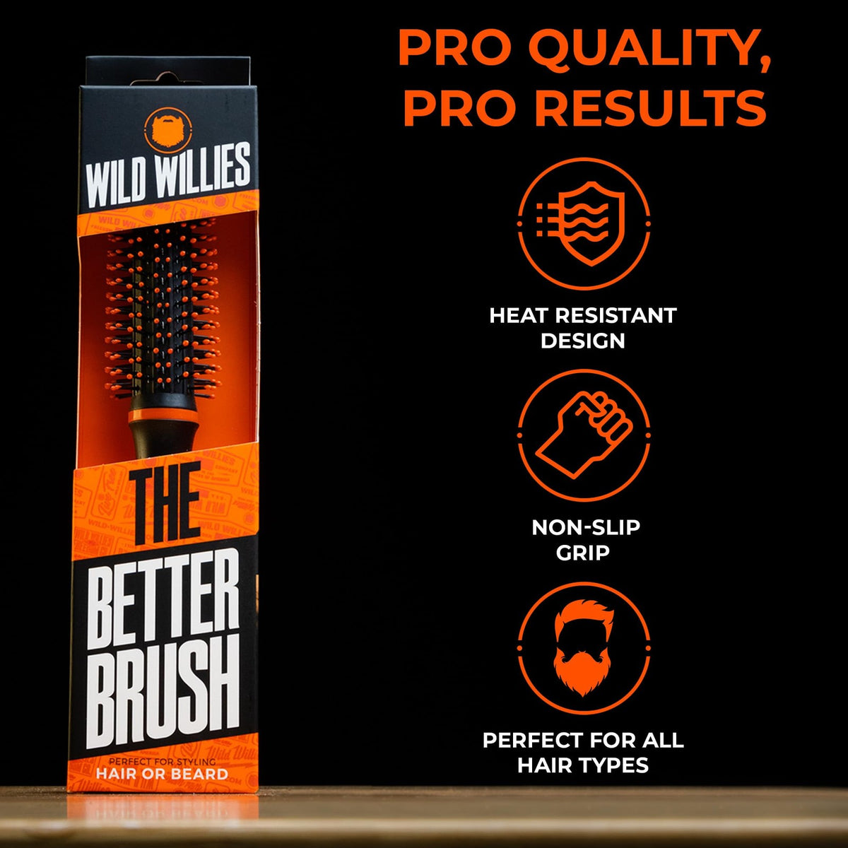 Wild Willies Round Beard Brush with Bristle - Grooming & Taming Tool for Men