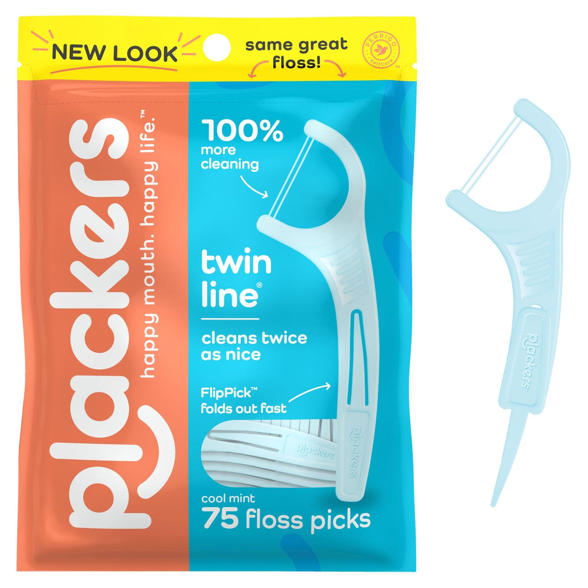 Dental Floss Picks Twin Line 75 Count - Double-Strip Oral Care