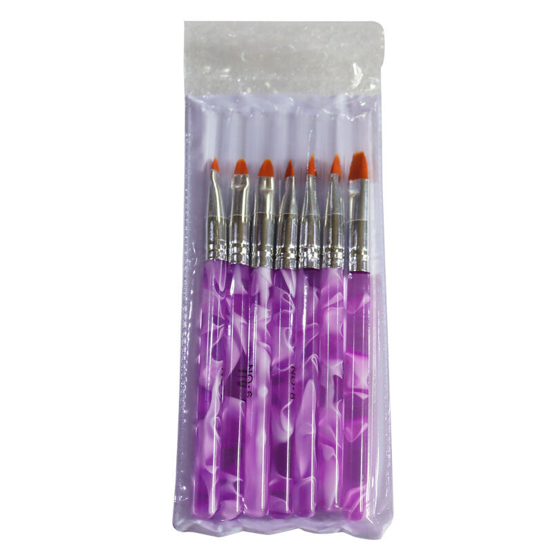 7-Piece Acrylic Nail Art Pen Set with Round Head Brushes for UV Gel & French Nails