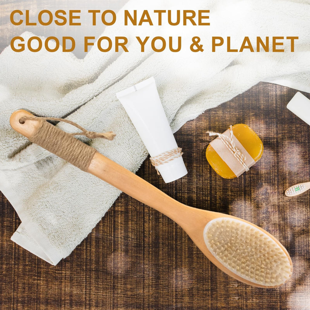 16.5-Inch Wooden Back Scrubber with Curved Handle for Shower & Exfoliating