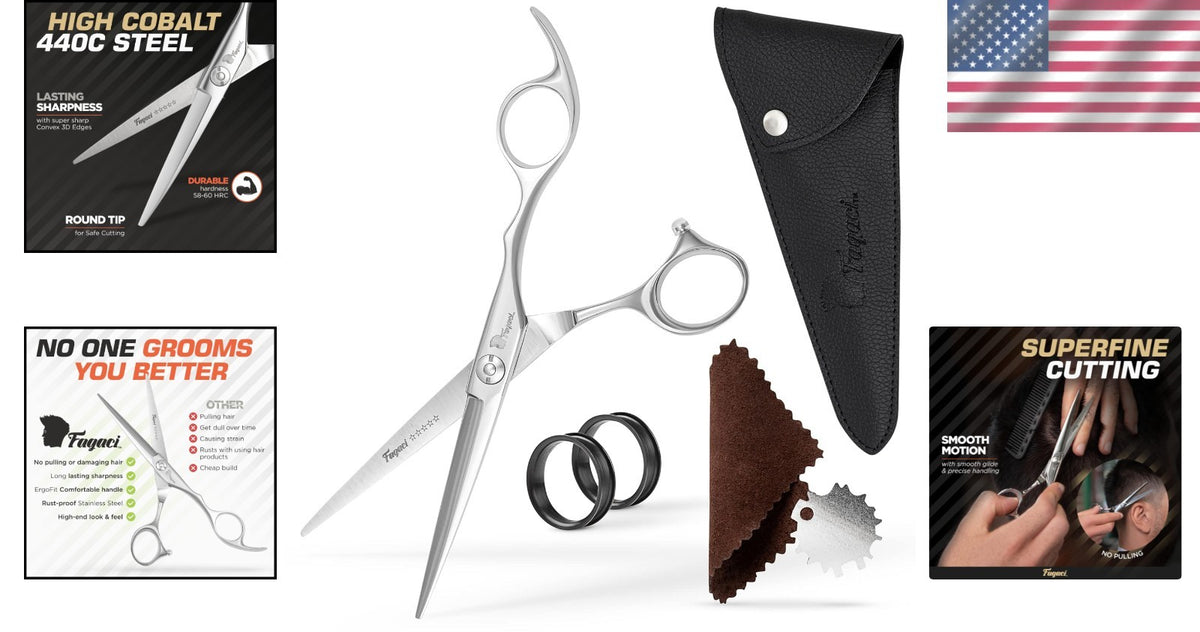 6-Inch Ergonomic Hair Cutting Shears - Precision 440C Steel Scissors for Hair Styling