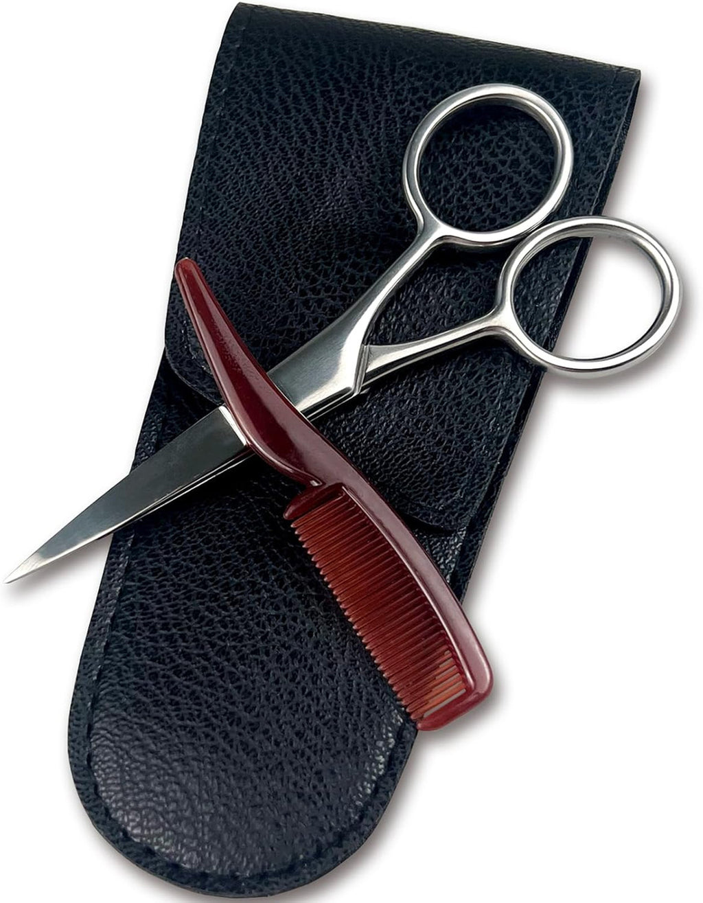 Men's Mustache Grooming Kit with Scissors and Comb Travel Set