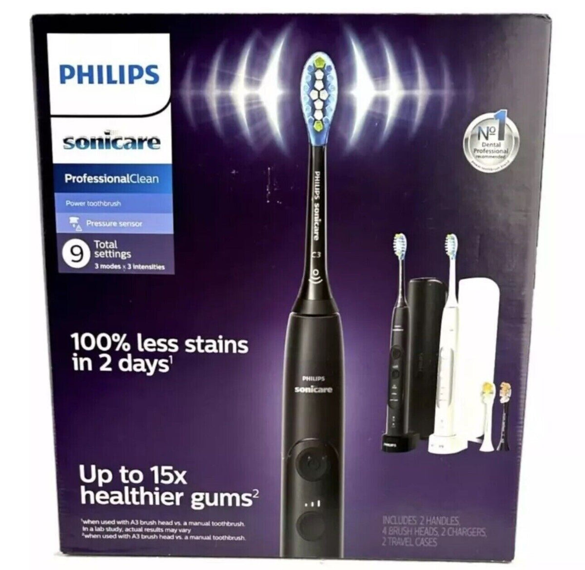 Philips Sonicare Professional Clean Rechargeable Electric Toothbrush 2-Pack