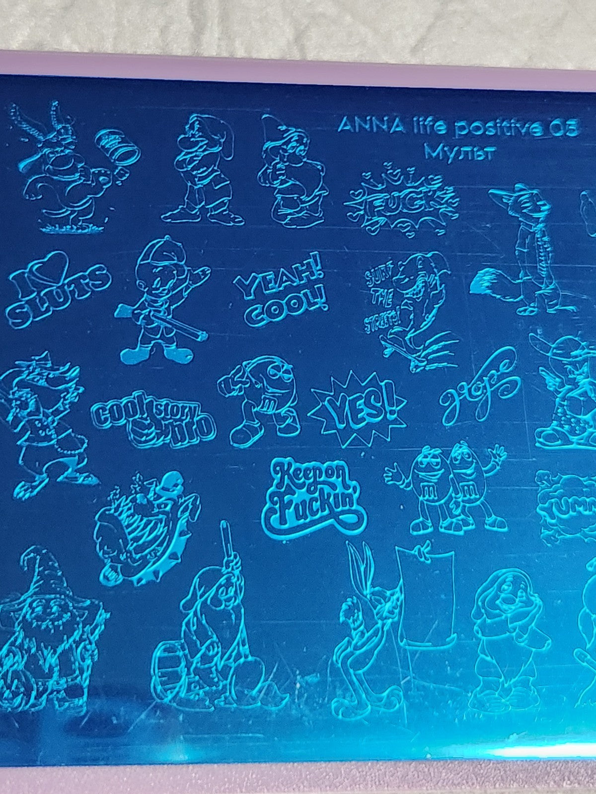 Nail Stamping Plate Cartoon Design - Anna Life Positive 05