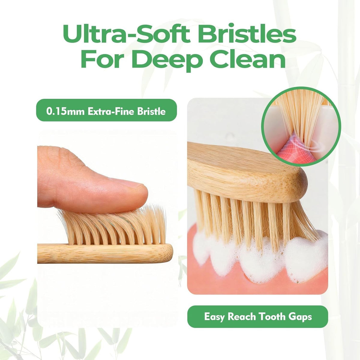 Ultra Soft Bamboo Toothbrush Set - 12 Pack Eco-Friendly & Biodegradable