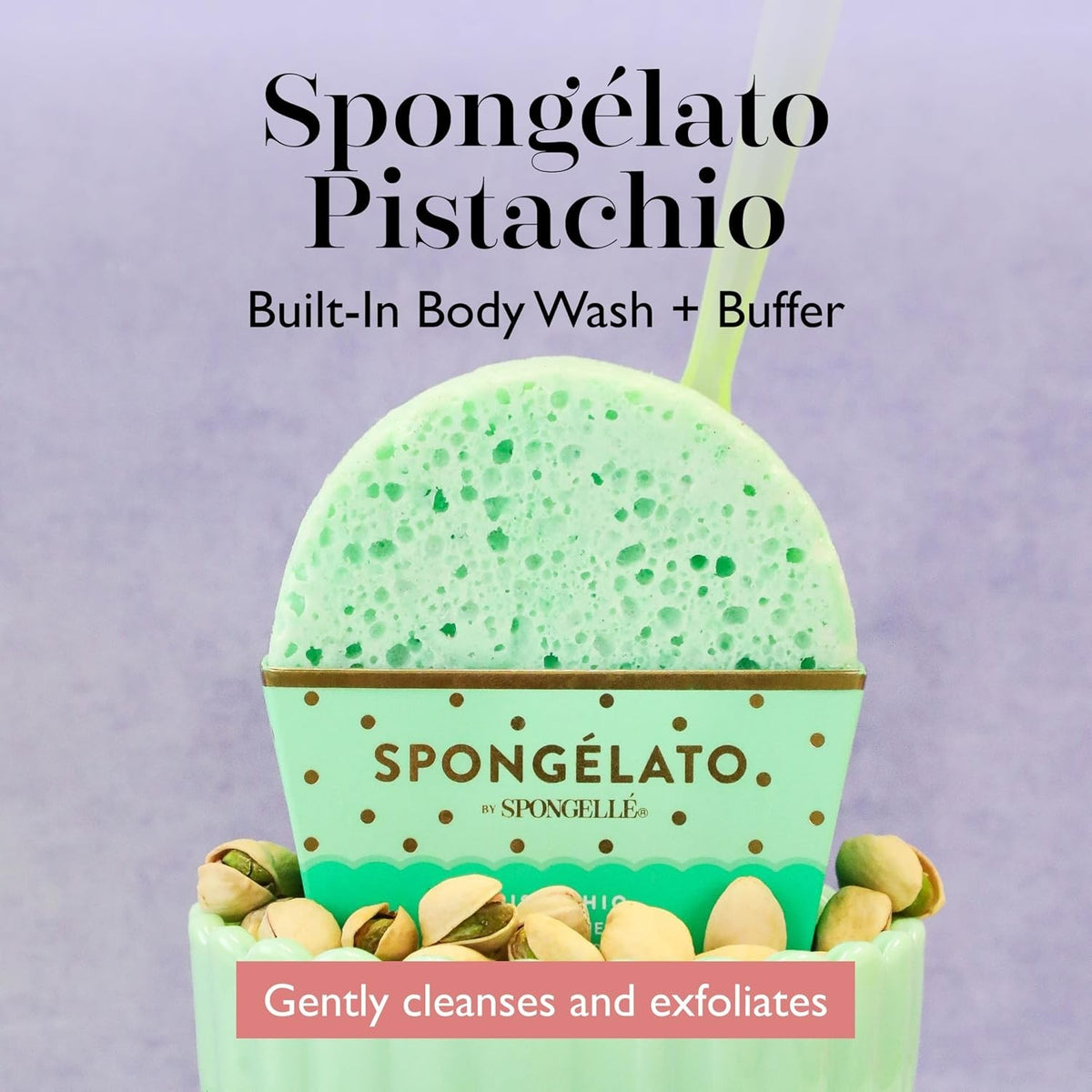 Bath Sponge with Body Wash Scrubber - Pistacchio Infused Exfoliating Loofah