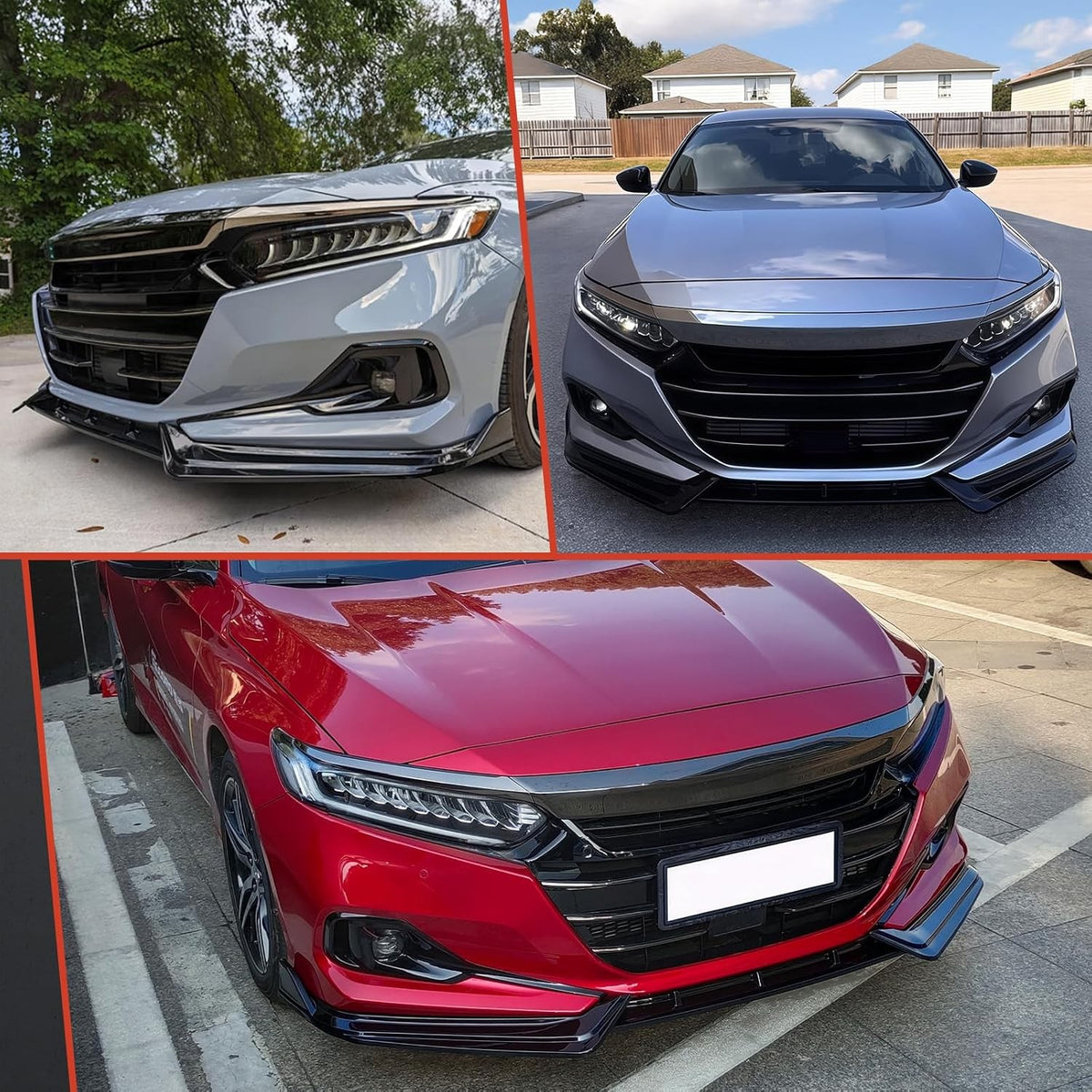 Front Bumper Lip Splitter for Honda Accord Sedan 2021-2022 – Gloss Black 3pc Kit