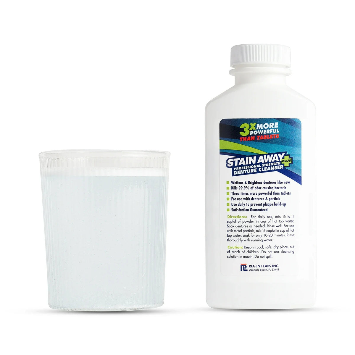 Denture Cleanser Powder for Full Dentures - Brightens & Freshens, 8.1 oz, 80 Uses