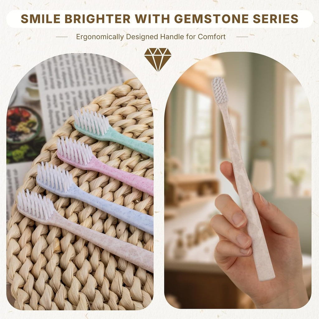 Disposable Hotel & Travel Toothbrush Set with Soft Bristles - 4 Colors, Hygienic Sealed Guest Amenities