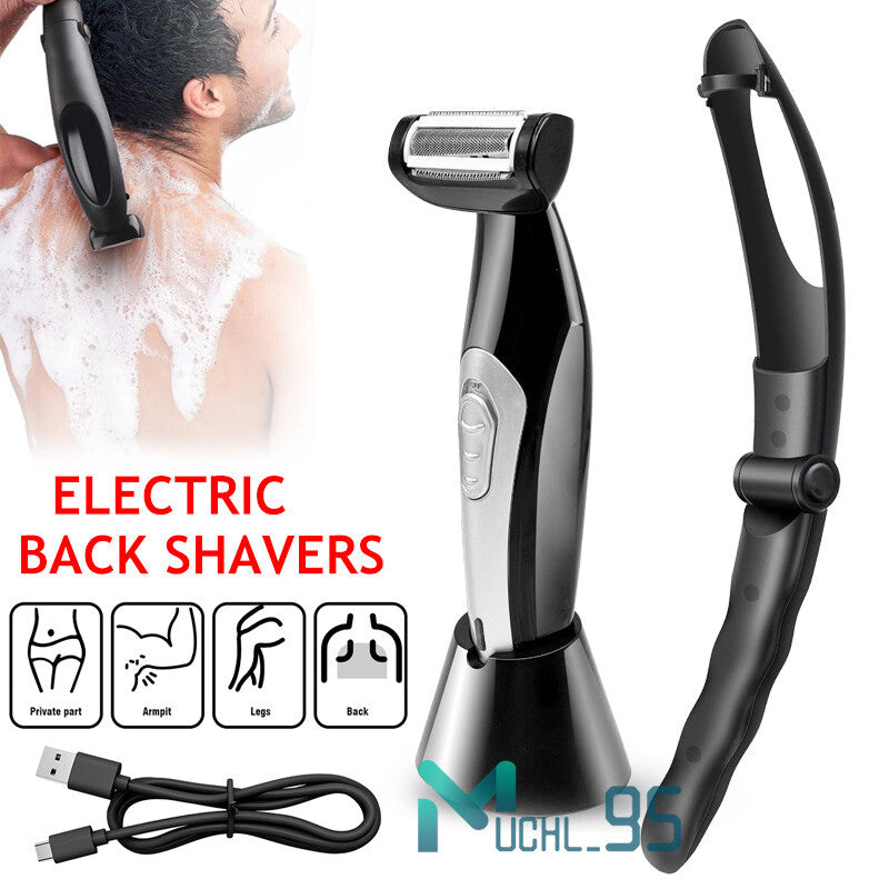 Rechargeable Electric Back Shaver for Men Long Handle Body Hair Removal Razor