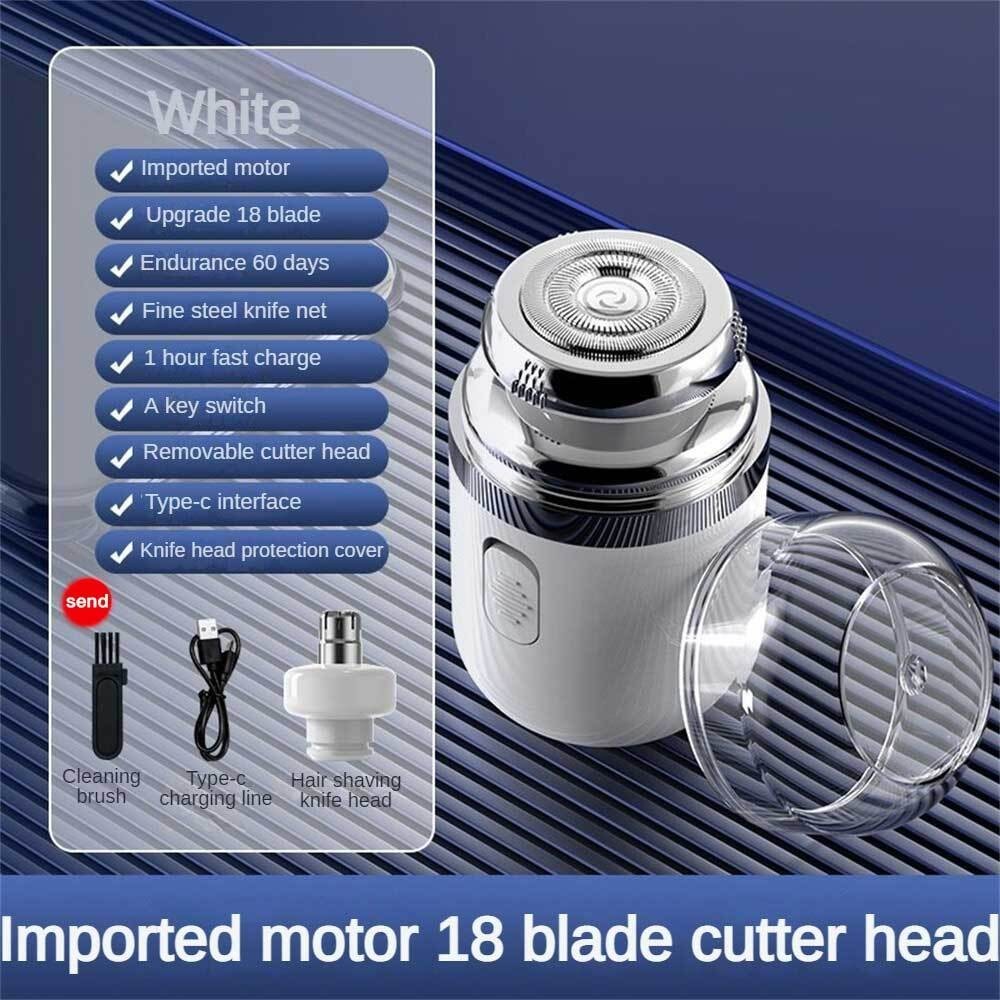 Mini Electric Shaver for Men - Portable Waterproof Razor with Replaceable Heads