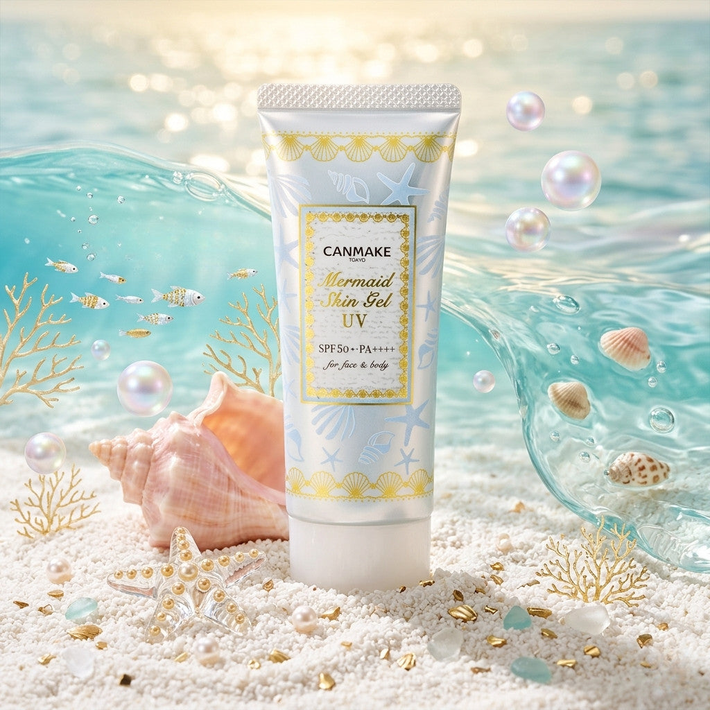 CANMAKE Mermaid Skin Gel UV Shade 02 White SPF 50+ PA++++ 40g - Water-Burst, Non-Sticky Sun Protection & Primer