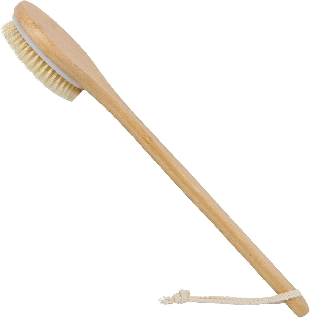 Bamboo Body Brush with Soft Bristles & Long Non-Slip Handle - Shower Back Scrubber