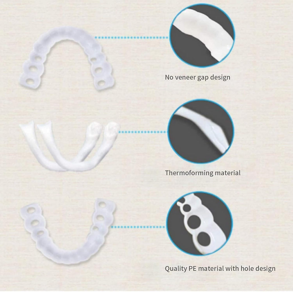 2 Pairs Veneers Snap in Teeth - Comfort Fit Whitening Denture