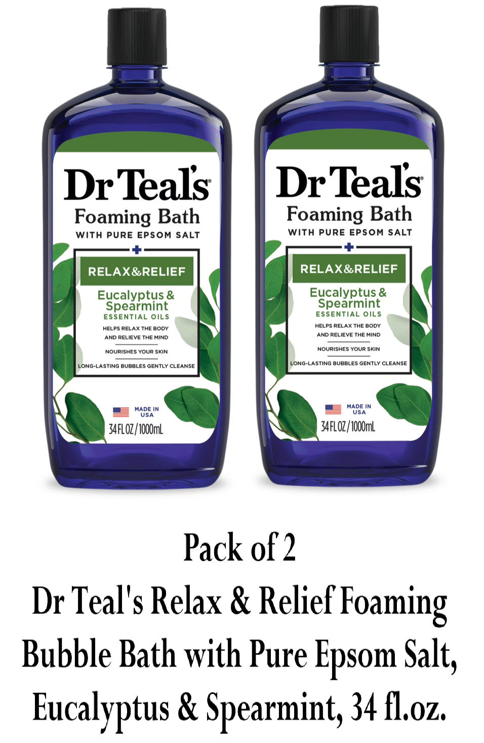 Relax & Relief Foaming Bubble Bath with Eucalyptus & Spearmint - 68 fl oz Pack of 2