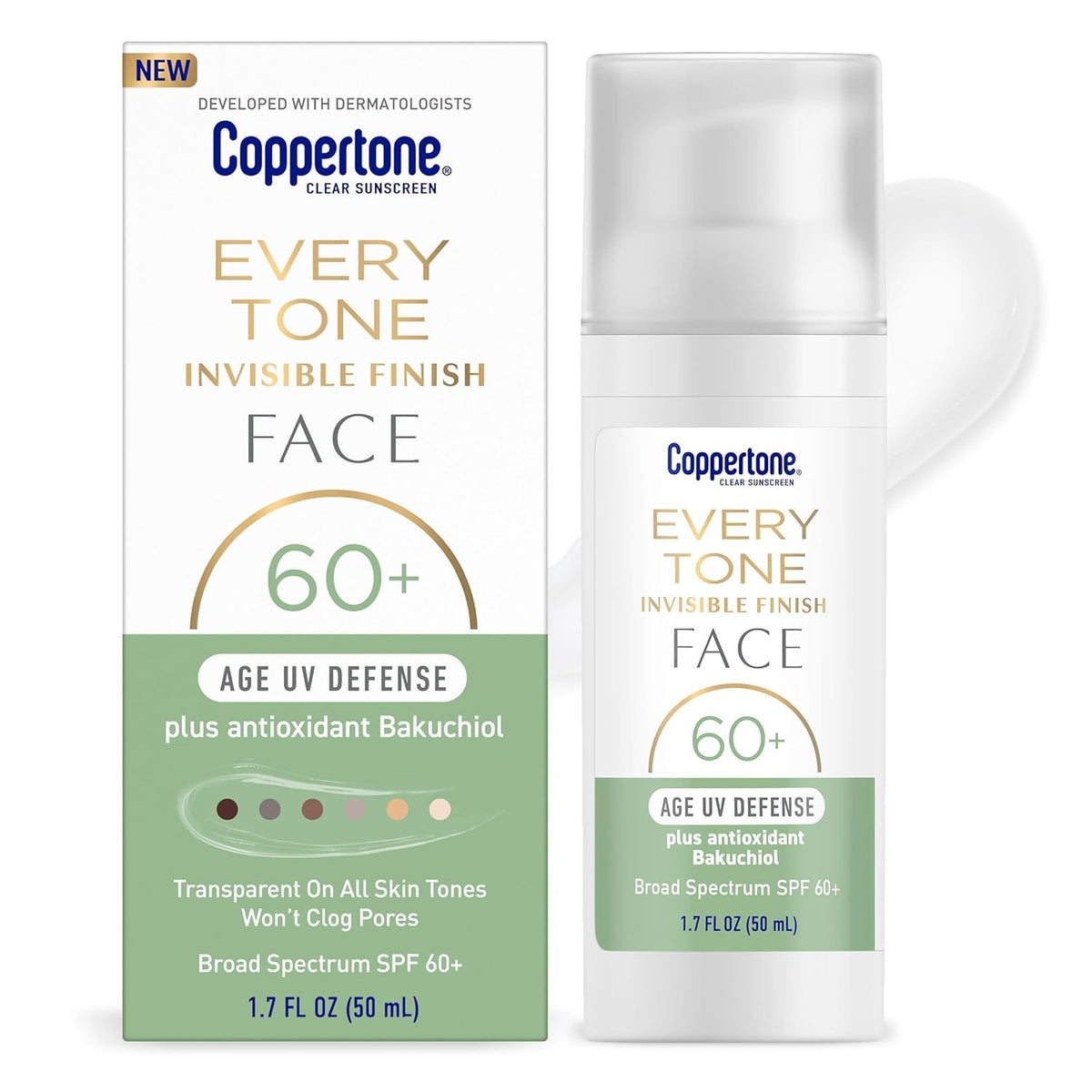 SPF 60+ Face Sunscreen with Invisible Finish and Antioxidant Bakuchiol - 3 Pack