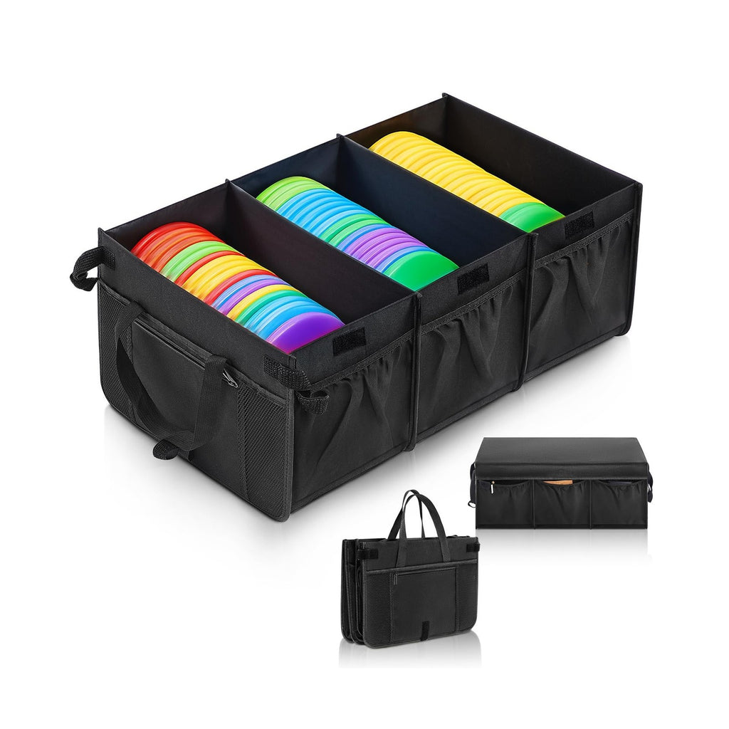 Large Capacity Disc Golf Storage Bag Holds 80 Discs with Lid and Dividers