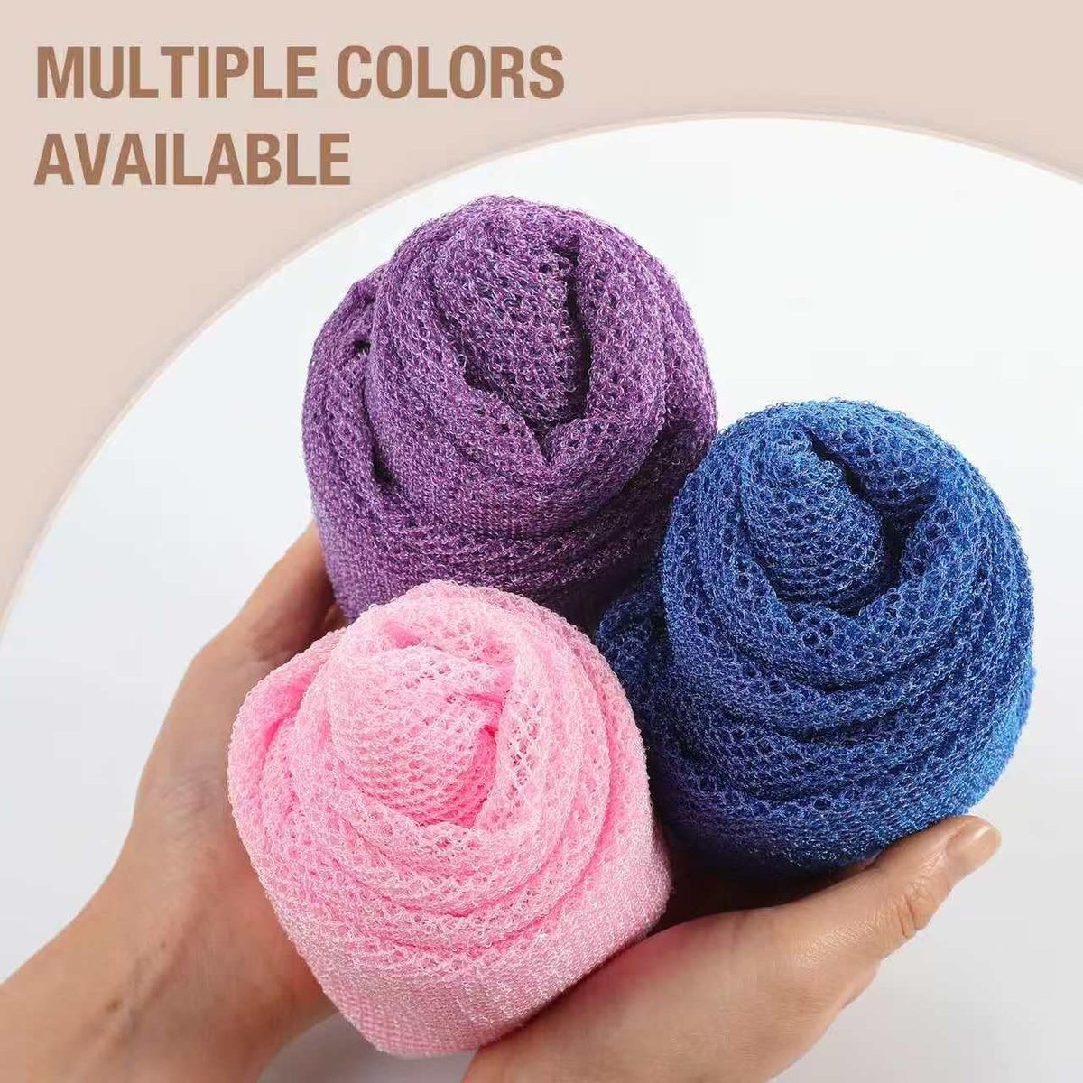 Extra-Long African Net Sponge 3-Pack, Exfoliating Back Scrubbers for Shower