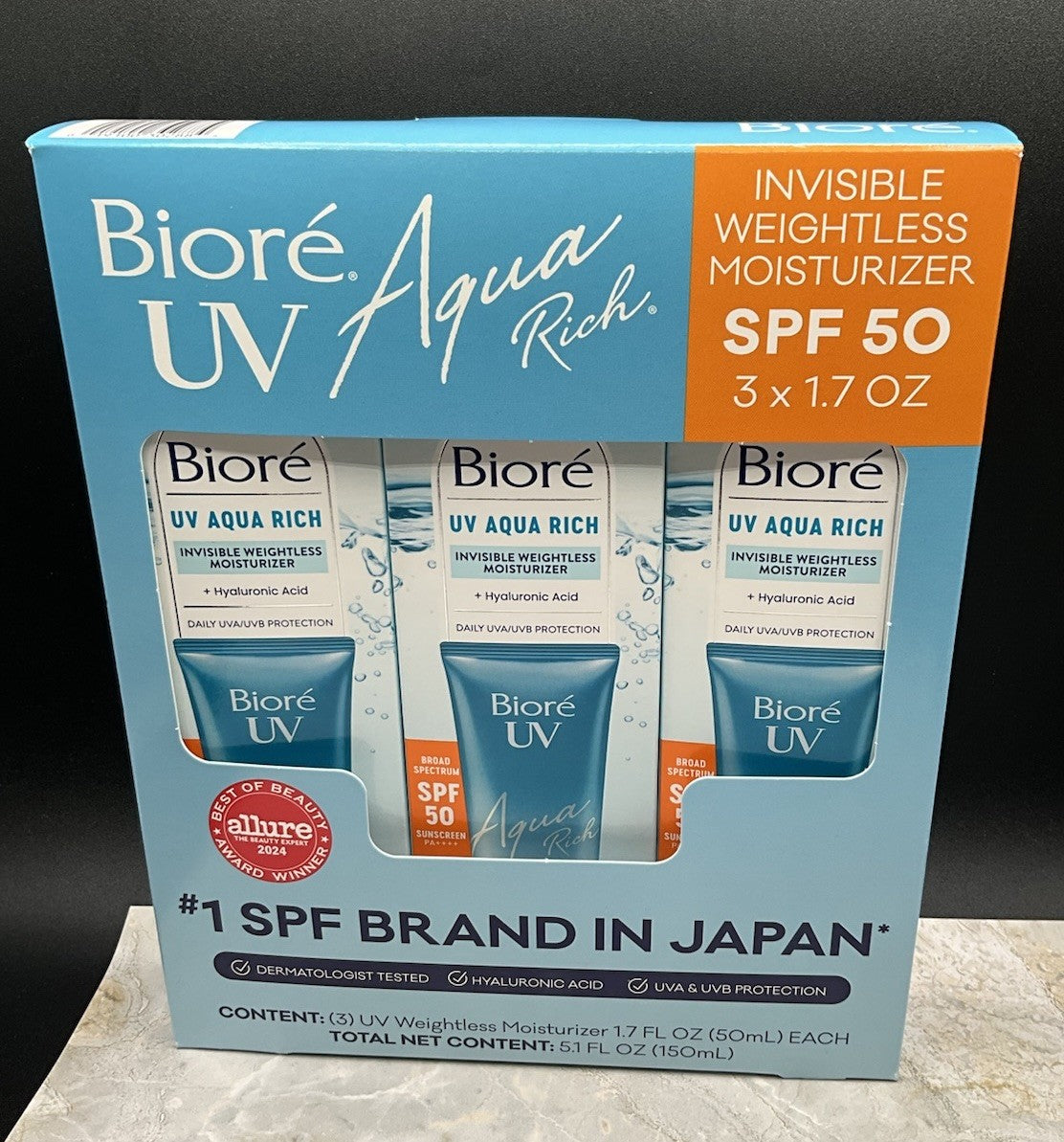 Biore UV Aqua Rich Watery Essence Sunscreen SPF50+ 3-Pack 50ml