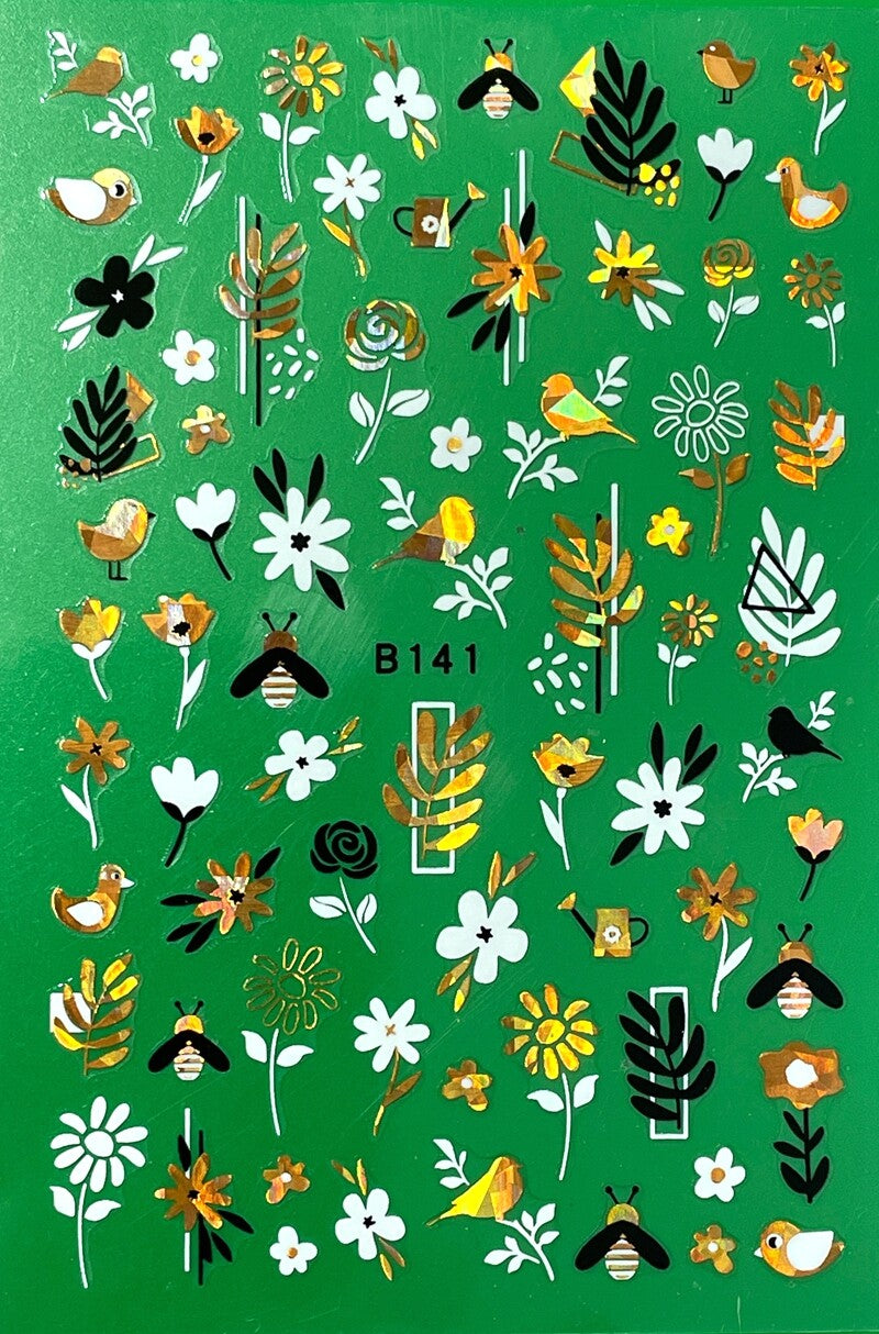 Nail Art Stickers Fish Shell Boat Flower Bee Daisy Leaf Design Sheet