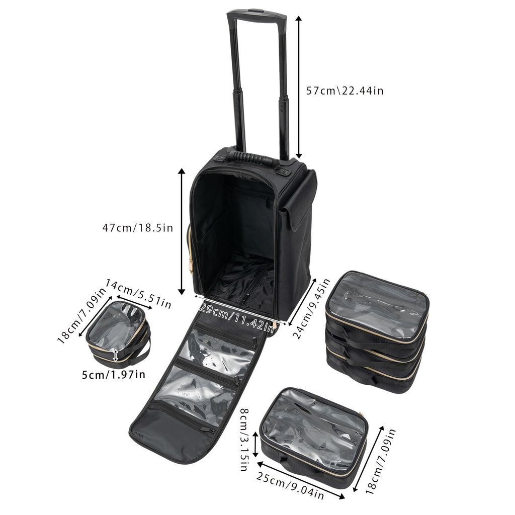 Professional Rolling Makeup Case with Storage Organizer for Cosmetics