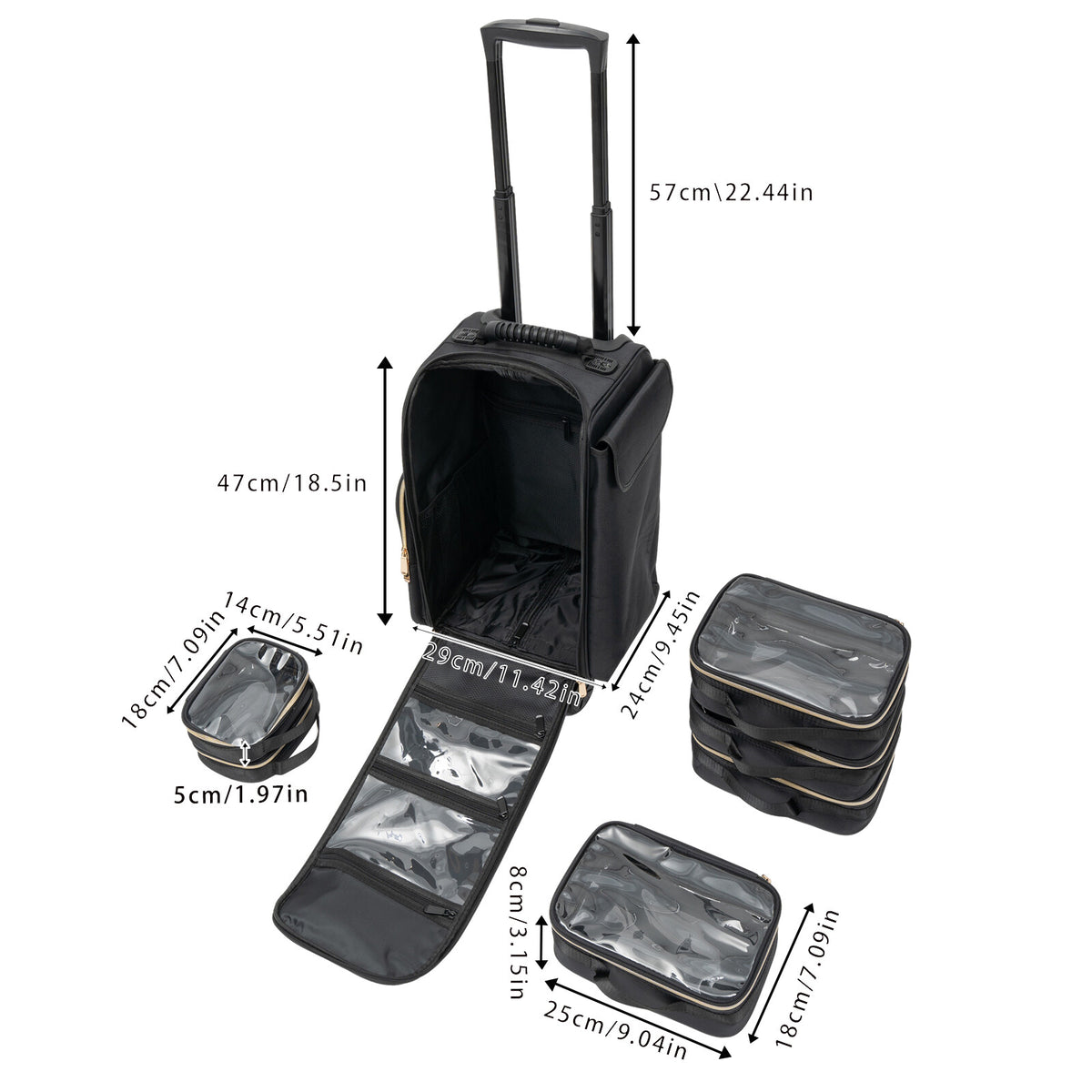 Professional Rolling Makeup Case with Storage Organizer for Cosmetics