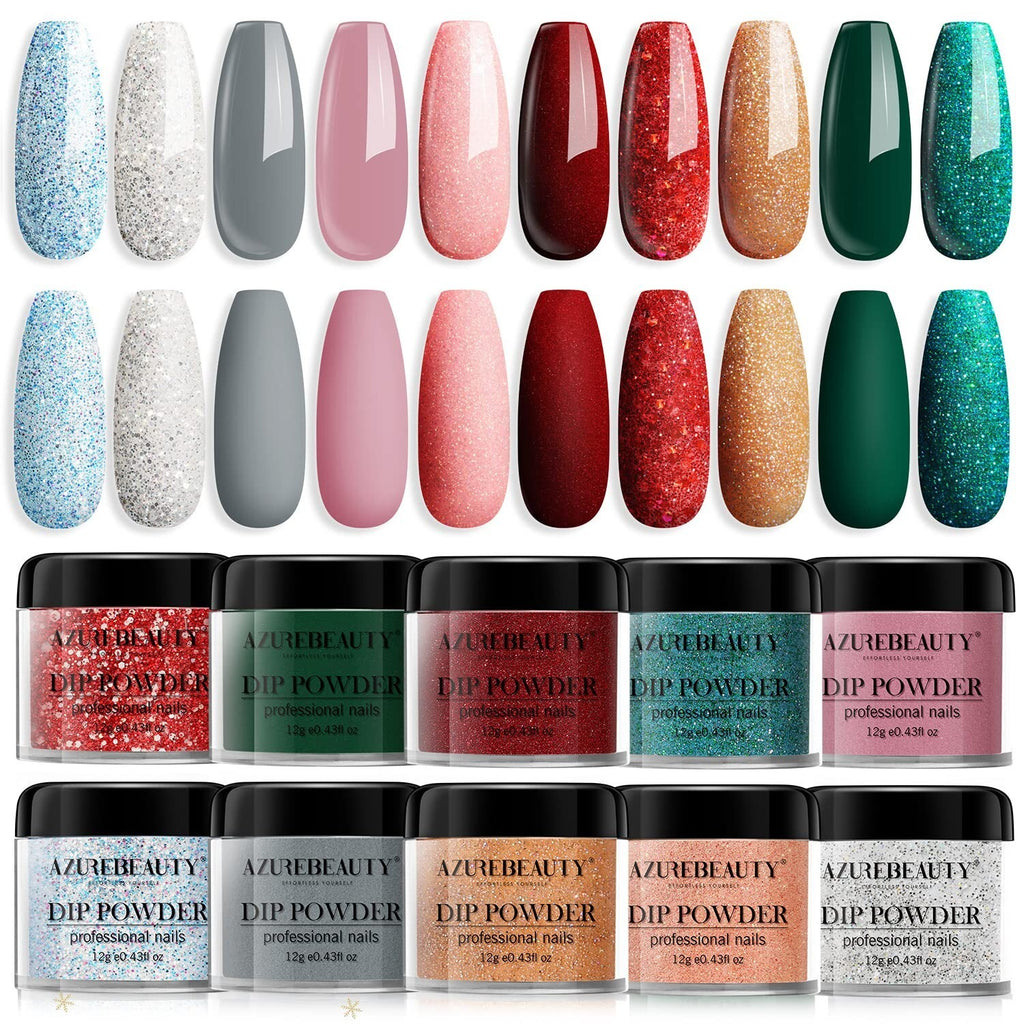 Dip Powder Nail Set 10 Colors Holiday Limited Collection Long Lasting Manicure