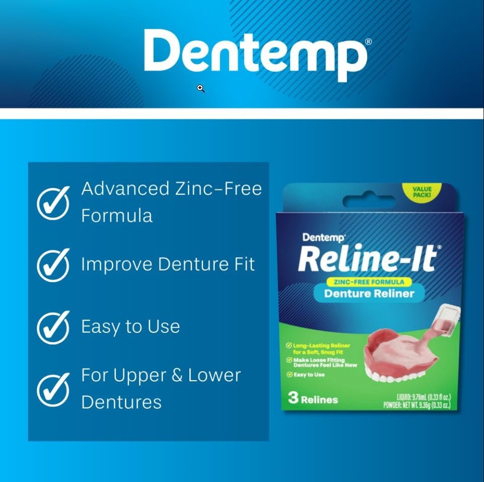 Denture Reline Kit - Advanced Formula for Upper & Lower Dentures - Easy Fit & Comfort