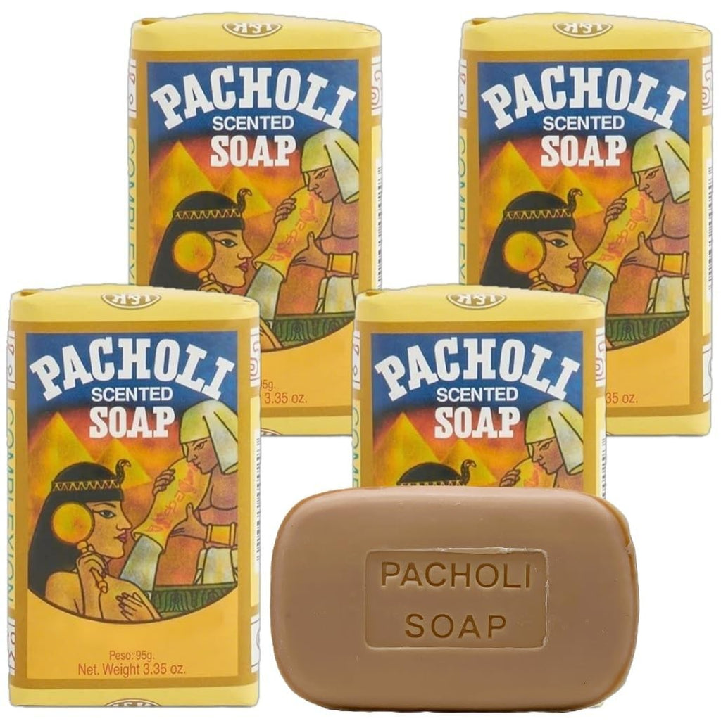 Patchouli Soap Bar 3.35 Oz Pack of 4 - Nourishing Unisex Natural Cleansing
