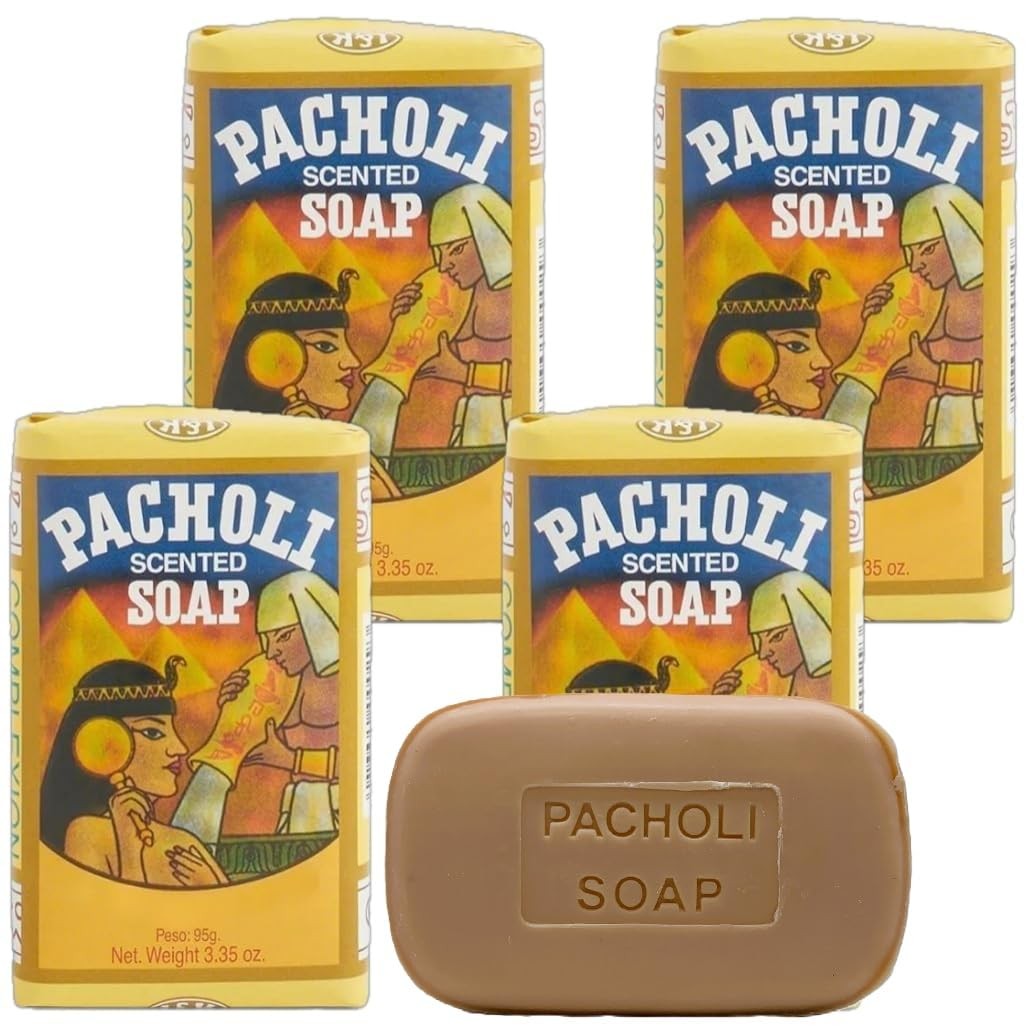 Patchouli Soap Bar 3.35 Oz Pack of 4 - Nourishing Unisex Natural Cleansing