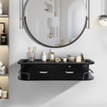 Wall Mounted Salon Station with 2 Drawers and 5 Tool Holders - Black