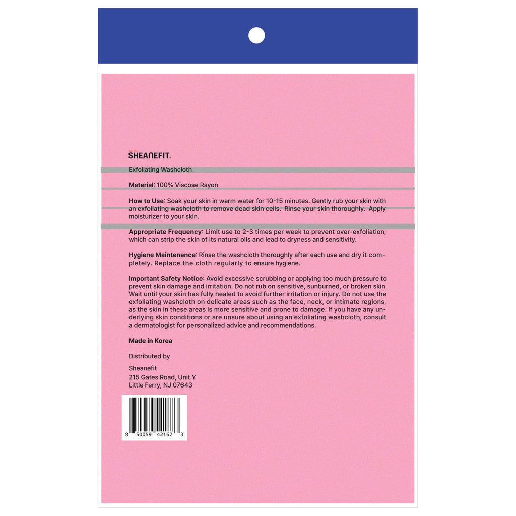 Exfoliating Washcloth Bath Mitt - Pink, 6 Pack Korean Body Scrubber