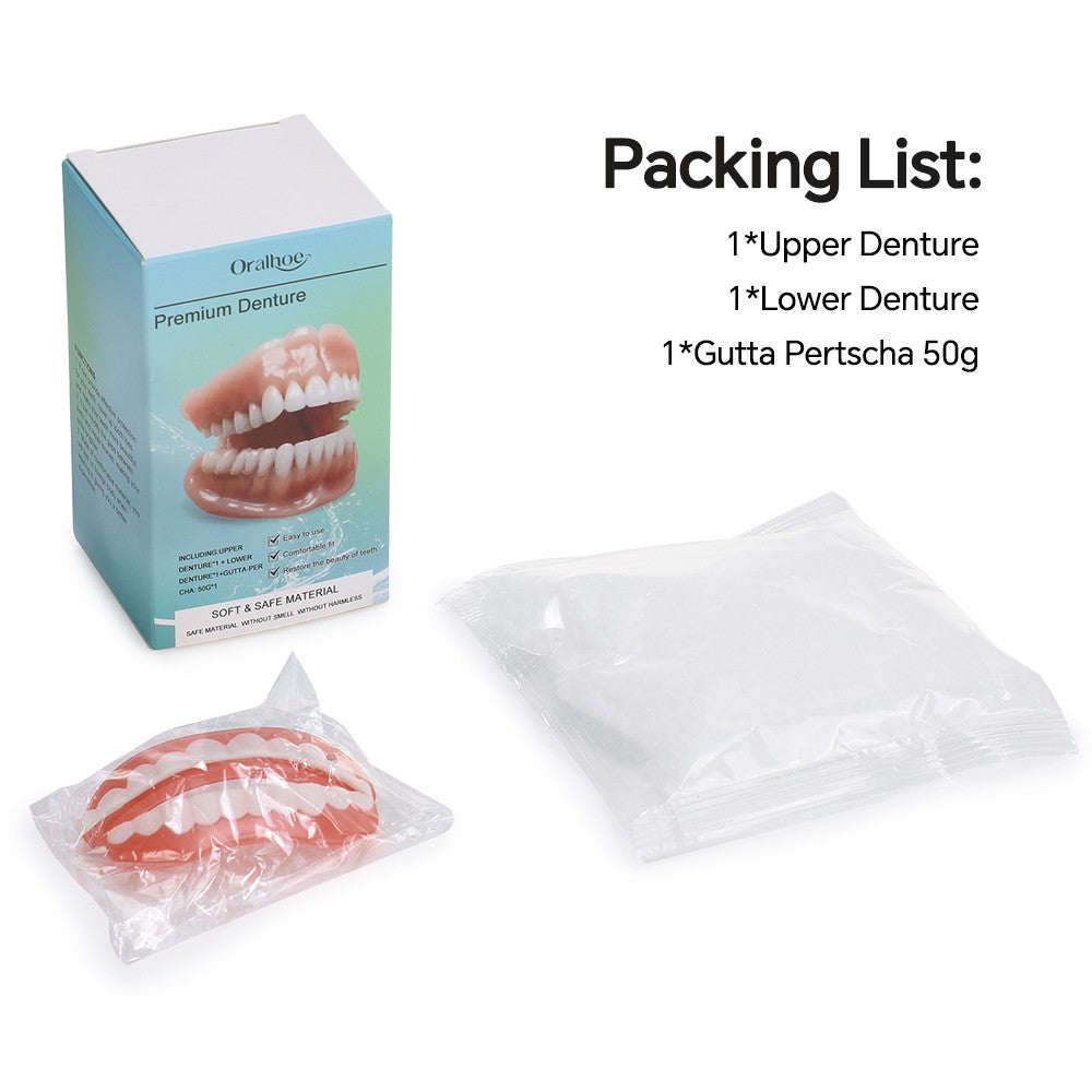 Dental Snap-On Veneers 2PCS Full Set Upper & Lower Moldable False Teeth