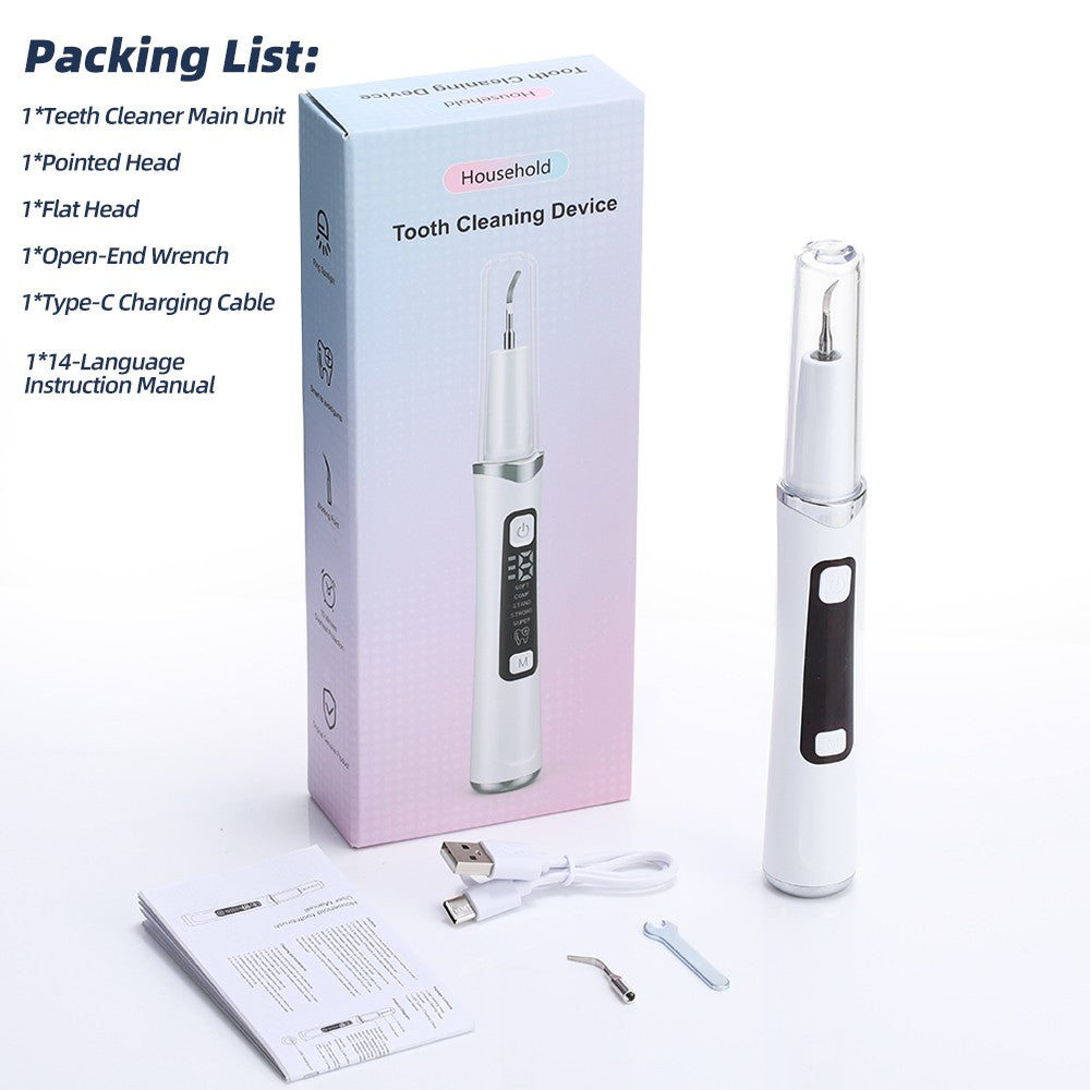 Ultrasonic Dental Tartar Remover with LED Light - Rechargeable Teeth Cleaner